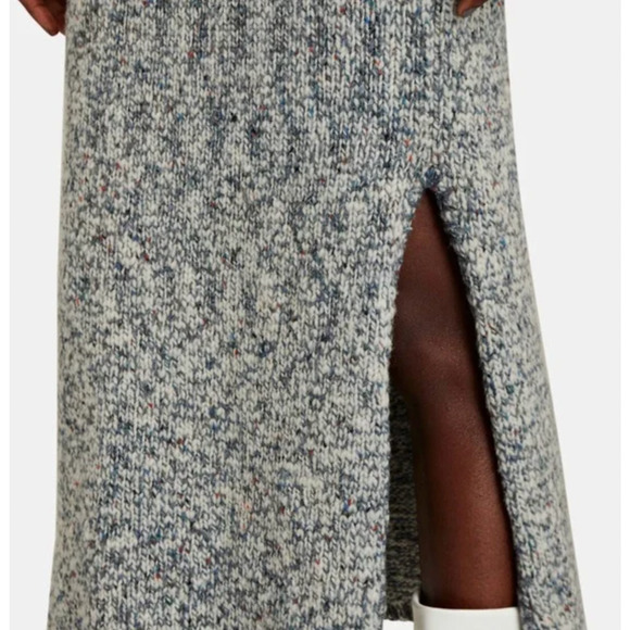 NEW! Ulla Johnson L Marled $475 Stretch Wool Sweater Midi Skirt Whipstitch Blue - Picture 11 of 12